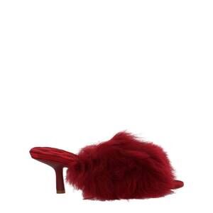 NEW BURBERRY women's jackie shearling mules in berry